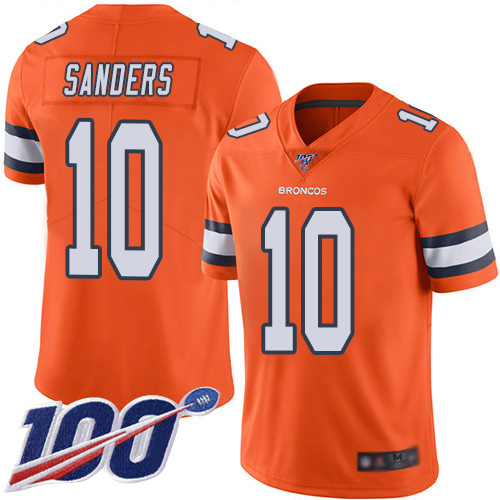 Men Denver Broncos #10 Emmanuel Sanders Limited Orange Rush Vapor Untouchable 100th Season Football NFL Jersey->denver broncos->NFL Jersey